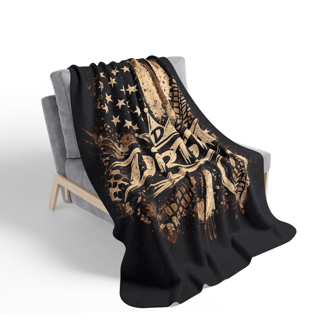Dirtista Patriotic Sherpa Fleece Blanket | American Flag Off-Road Throw Blanket for Women