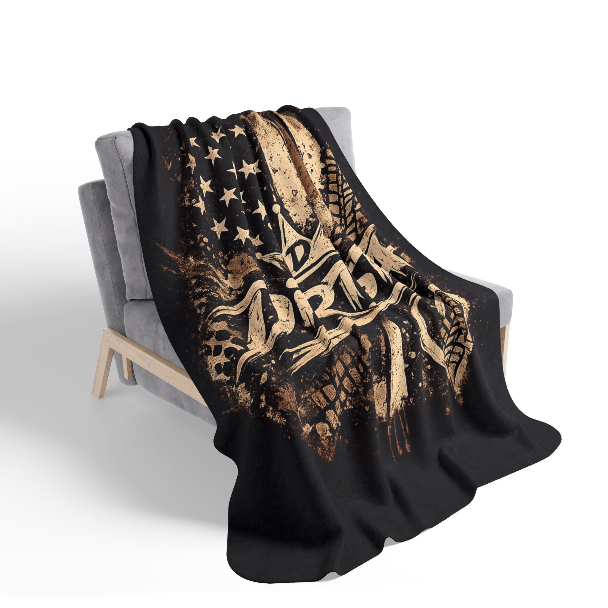 Dirtista Patriotic Sherpa Fleece Blanket | American Flag Off-Road Throw Blanket for Women
