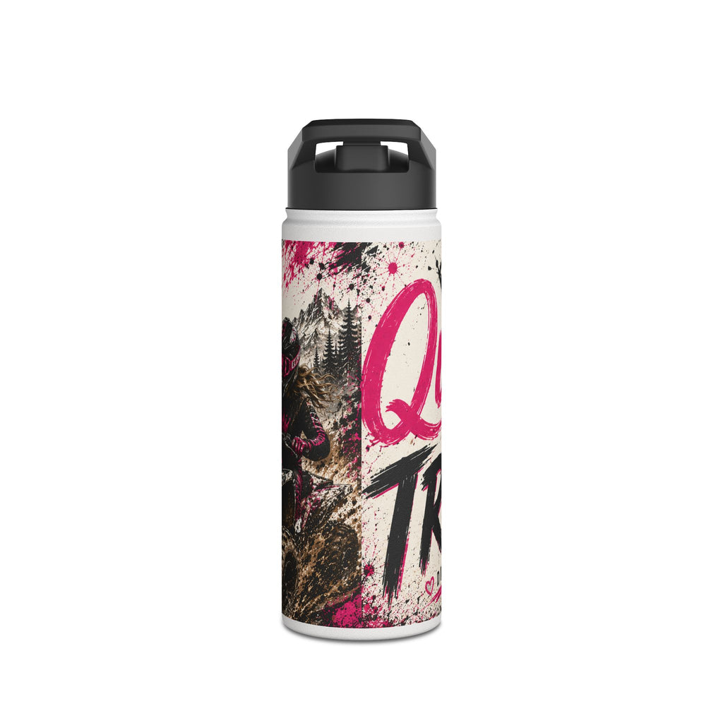 Motocross Queen Stainless Steel Water Bottle — 'Queen of the Trails' Pink Off‑Road Design