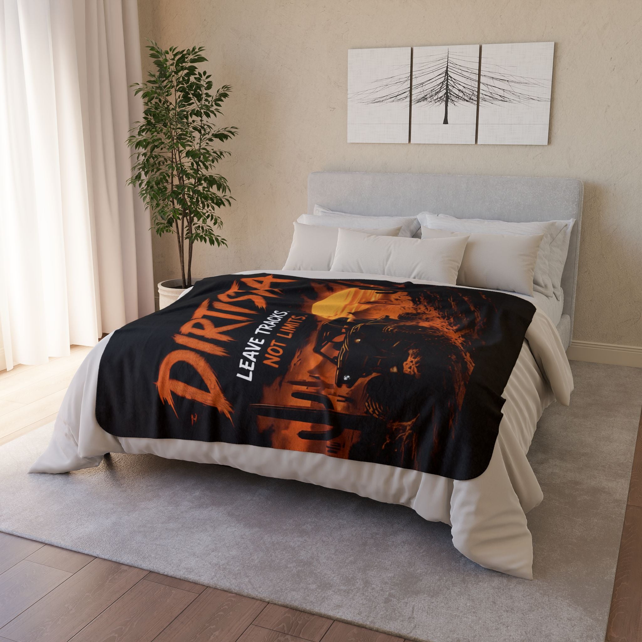 Dirtista "Leave Tracks. Not Limits." Sherpa Fleece Blanket | Desert Off-Road UTV Throw Blanket