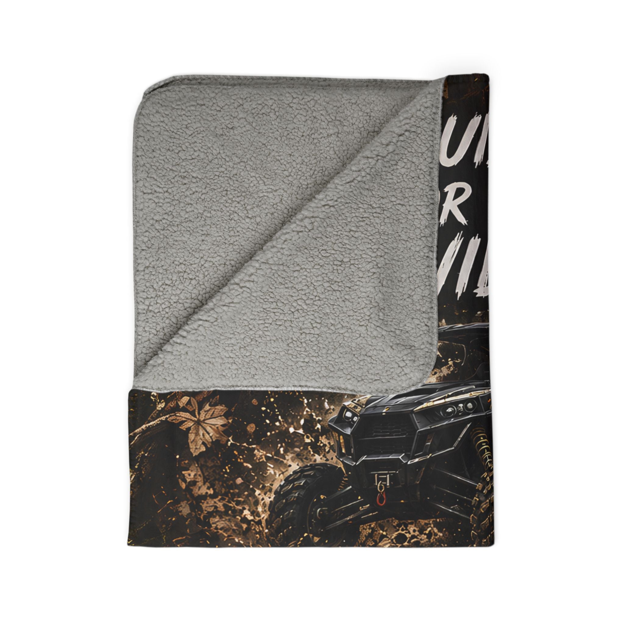 Built for the Wild Sherpa Blanket — Camo ATV & Deer Skull Fleece Throw