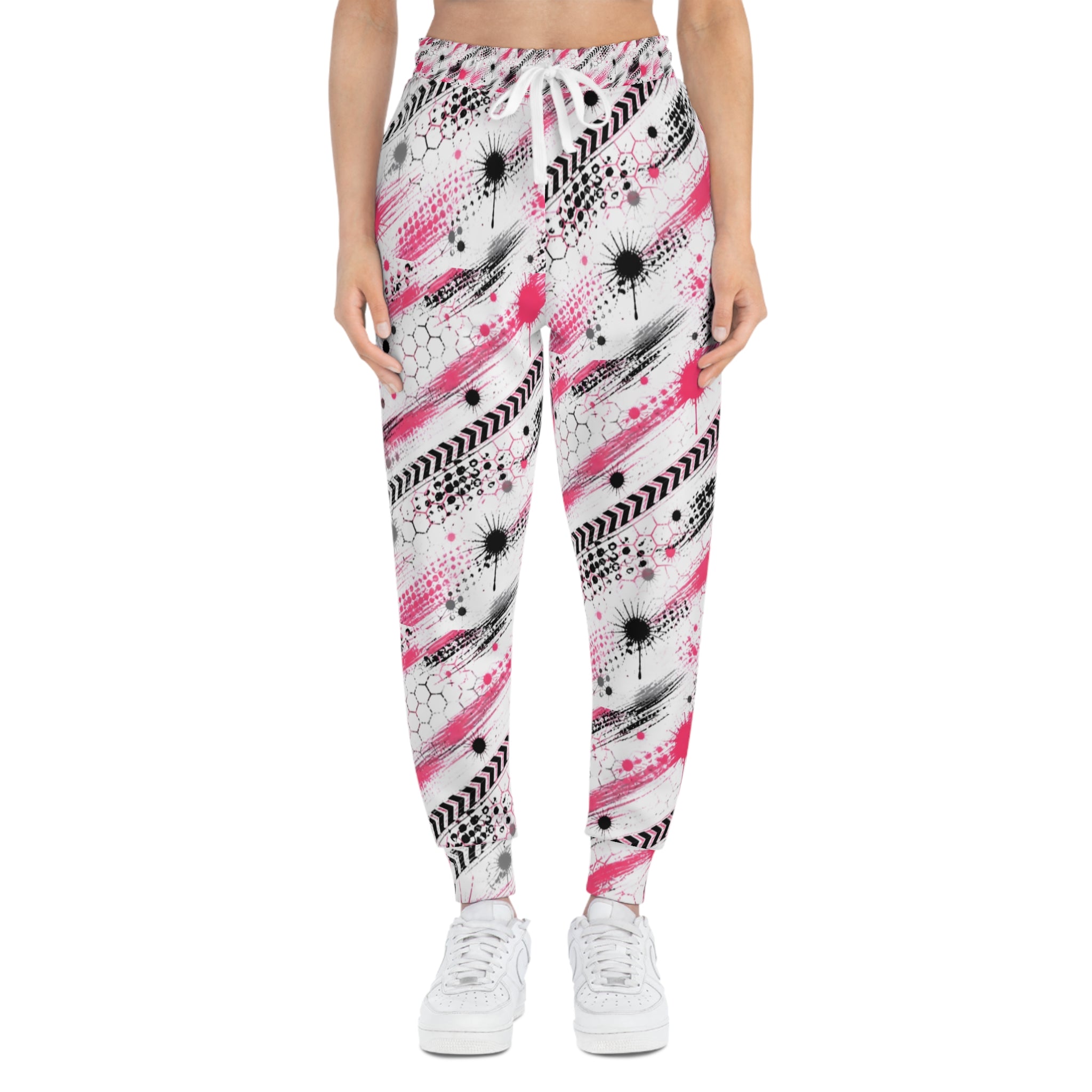 Pink Paint-Splash Athletic Joggers