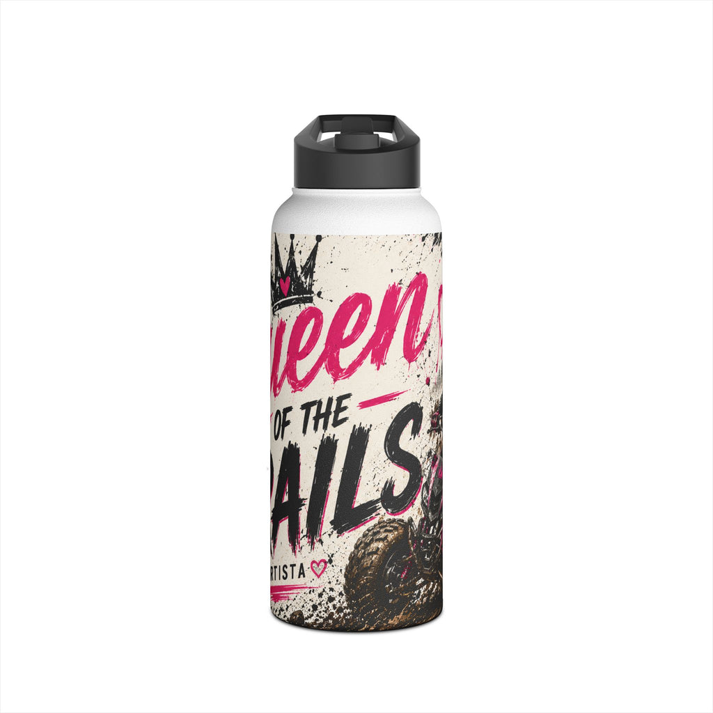 Motocross Queen Stainless Steel Water Bottle — 'Queen of the Trails' Pink Off‑Road Design