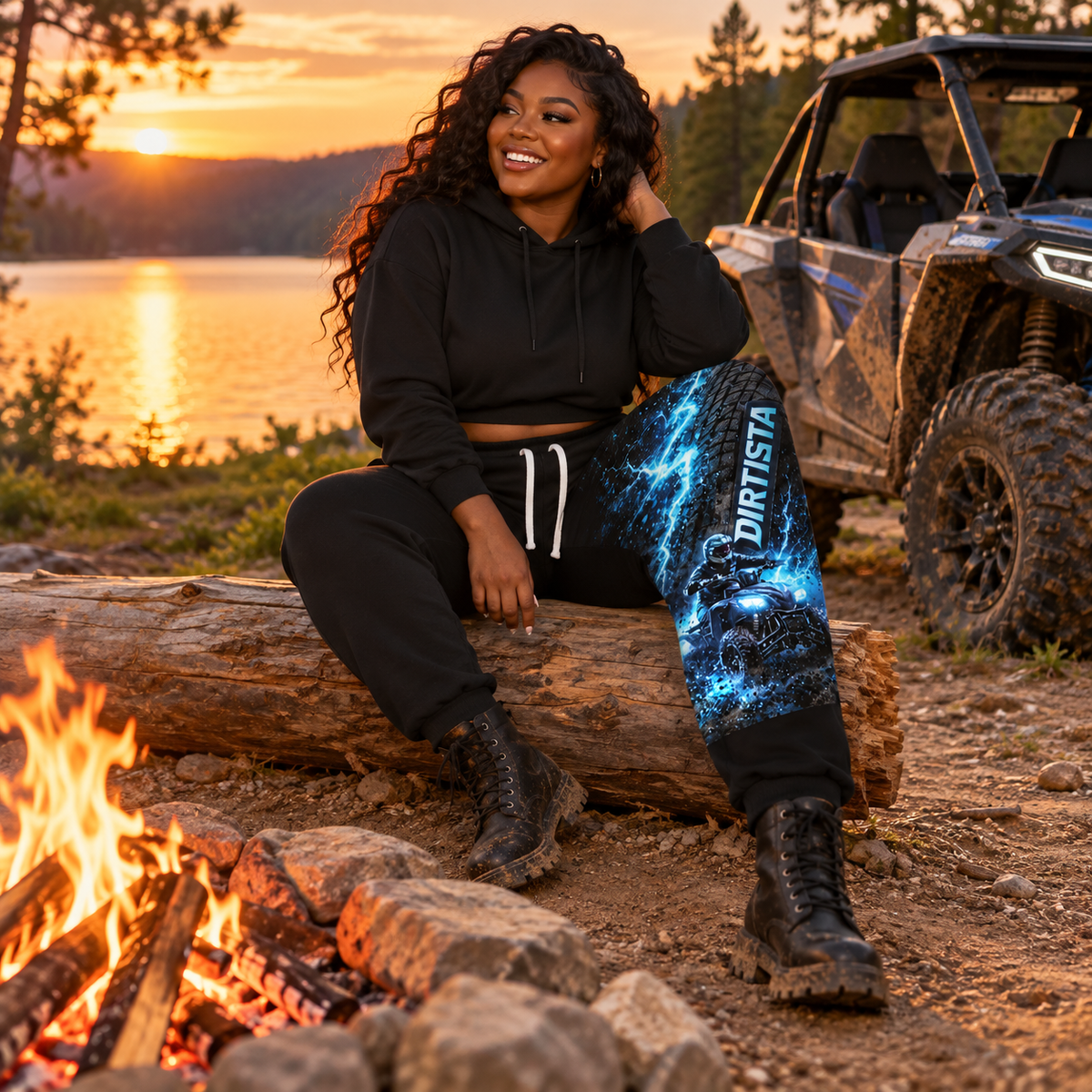 Blue Voltage Rider Women’s ATV/UTV All-Over Print Joggers – Dirtista